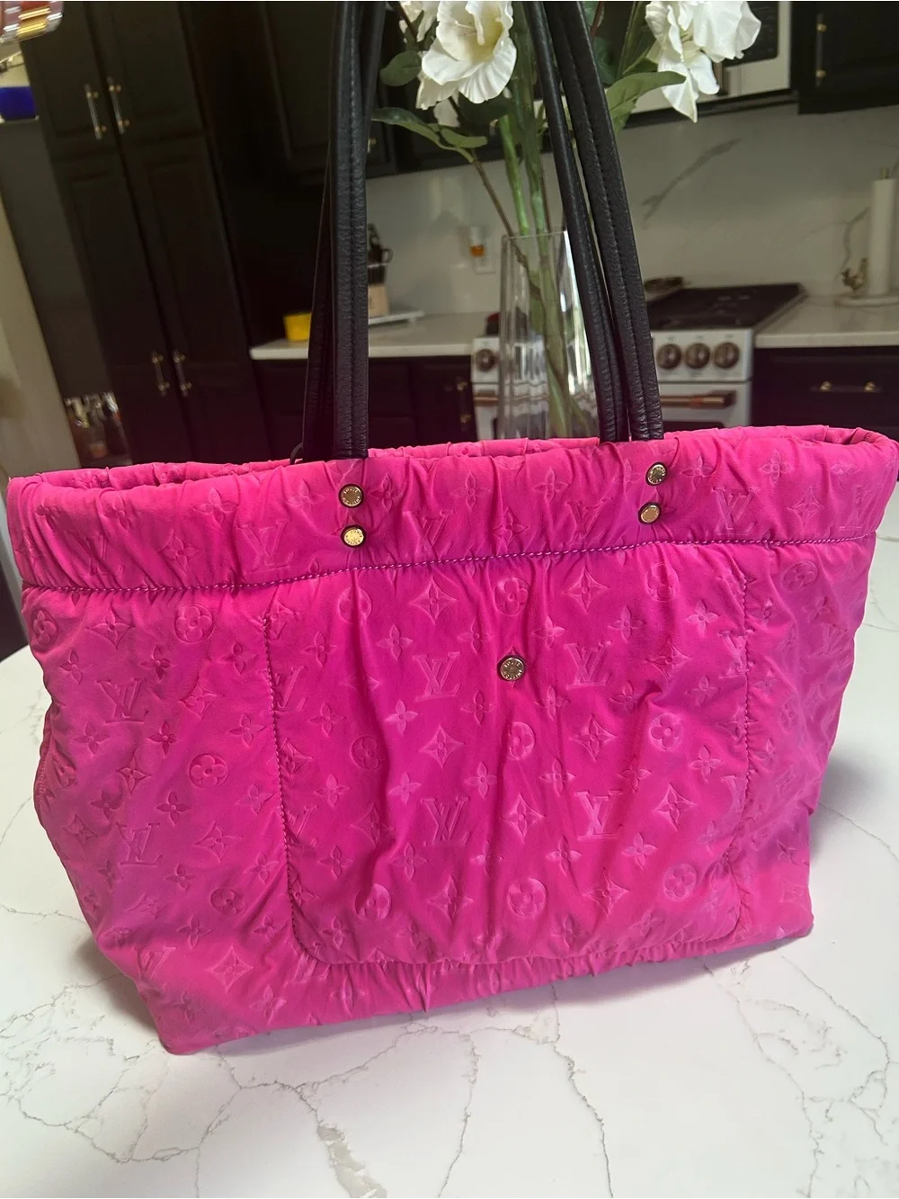 Louis Vuitton Scuba Neverfull Tote in Pink
